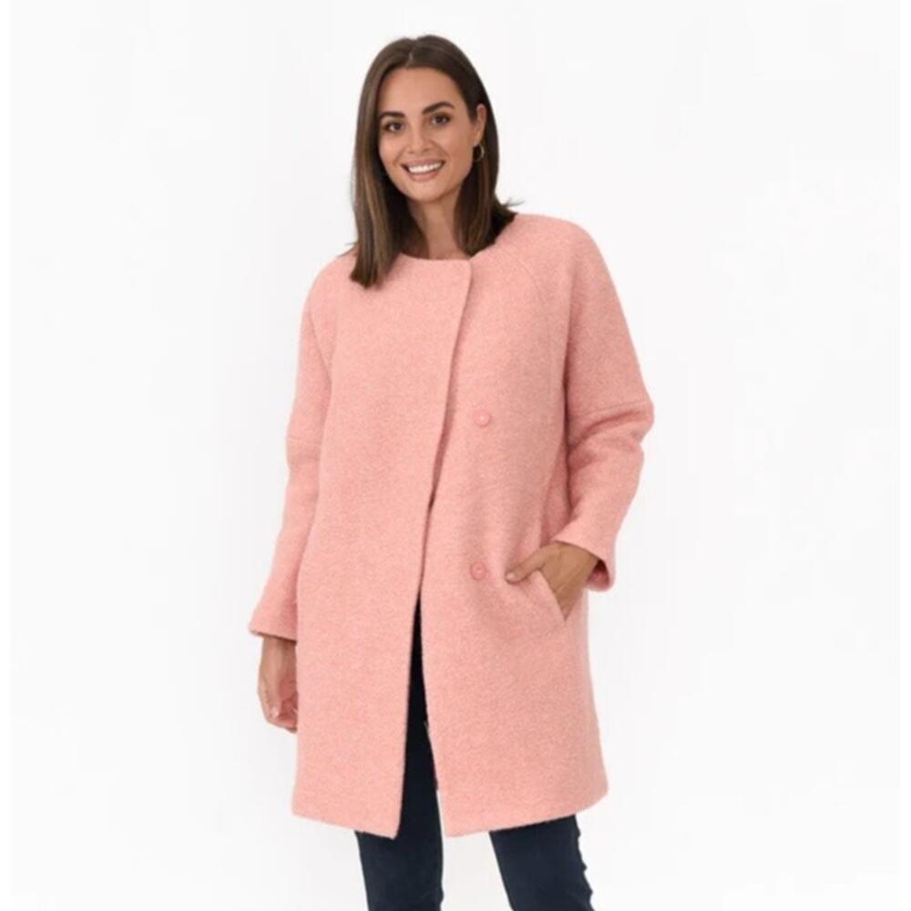 FOIL Senseo One For The Senses Wool Blend Boucle Coat Winter Peach NWT Size 12